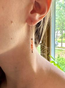 Sunstone Long Hook Dangle Earrings