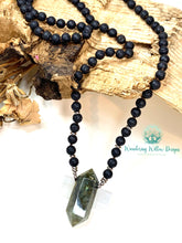Load image into Gallery viewer, Grounding Lava Stone and Labradorite Lyra Necklace