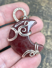 Load image into Gallery viewer, Strawberry Quartz Wire Wrapped Moon Pendant