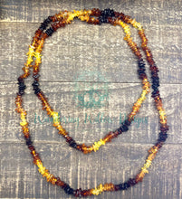 Load image into Gallery viewer, Long Rainbow Baltic Amber Chip Necklace