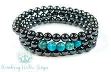 Load image into Gallery viewer, Turquoise &amp; Hematite Stretch Bracelet Set