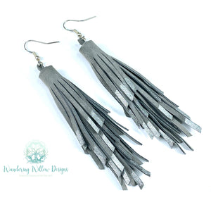 Silver Tassel Earrings-Steel Hooks