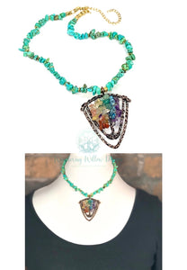 Turquoise & Rainbow Tree of Life Necklace