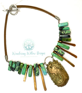 Peacock Goddess Warrior Necklace
