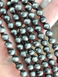 Faux Black Pearl 60” Knotted Necklace