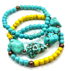 Mix Turquoise Nugget Stretch Bracelet Set
