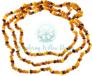 Extra Long Baltic Amber Chip Necklace