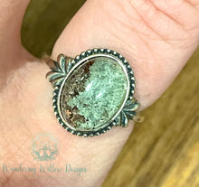 Load image into Gallery viewer, Sterling Silver Adjustable Moss Agate Ring-Grn