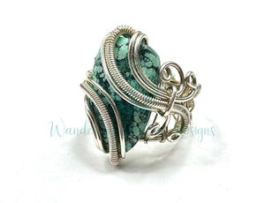 Wire Wrapped Turquoise Ring Size 8