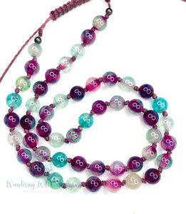 Purple & Blue Dragon Vein Agate Knotted Necklace