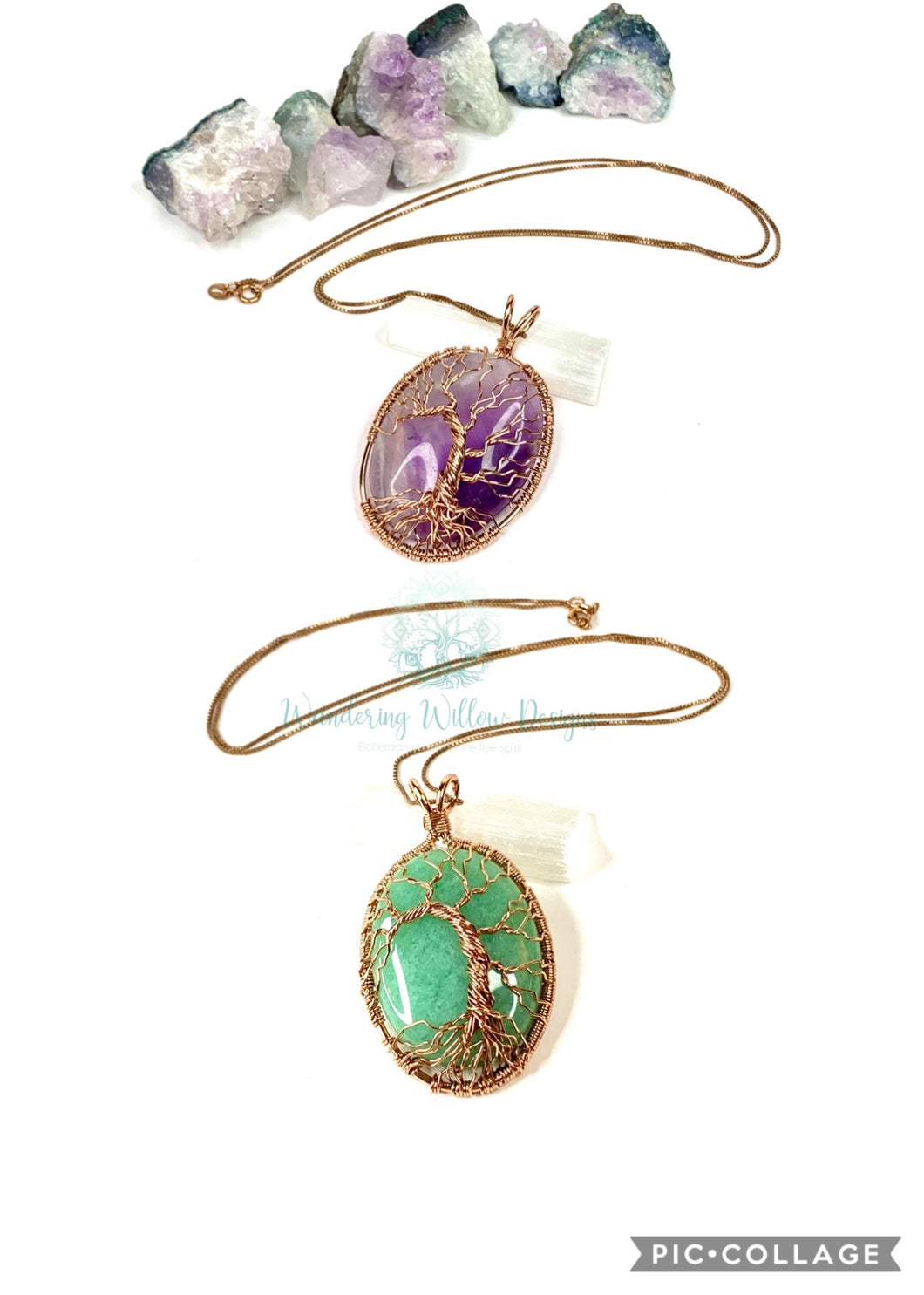 Rose Gold Tree Of Life Pendant Necklaces