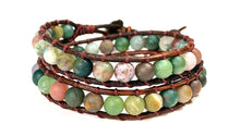 Load image into Gallery viewer, Matte Indian Agate Boho Wrap Bracelet