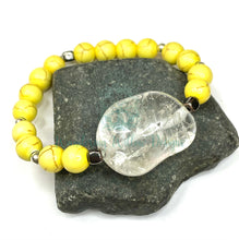 Load image into Gallery viewer, Quartz &amp; Yellow Turquoise Stretch Bracelet
