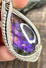 Load image into Gallery viewer, Purple Labradorite Tear Drop Wire Wrapped Pendant