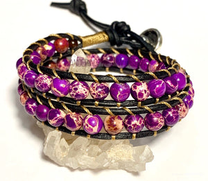 Purple Impression Jasper Boho Wrap Bracelet