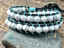Load image into Gallery viewer, White Turquoise Double Boho Wrap Bracelet
