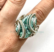 Load image into Gallery viewer, Wire Wrapped Turquoise Ring Size 8