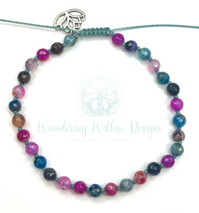 Mixed Agate Lotus Knotted Anklet
