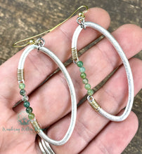 Load image into Gallery viewer, Mixed Media Moss Agate Hoop Earrings