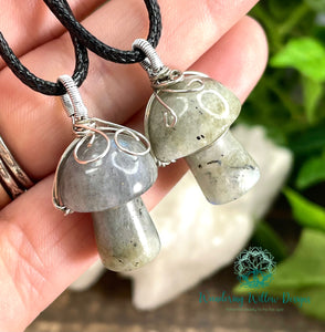 Wire Wrapped Stone Mushroom Necklace