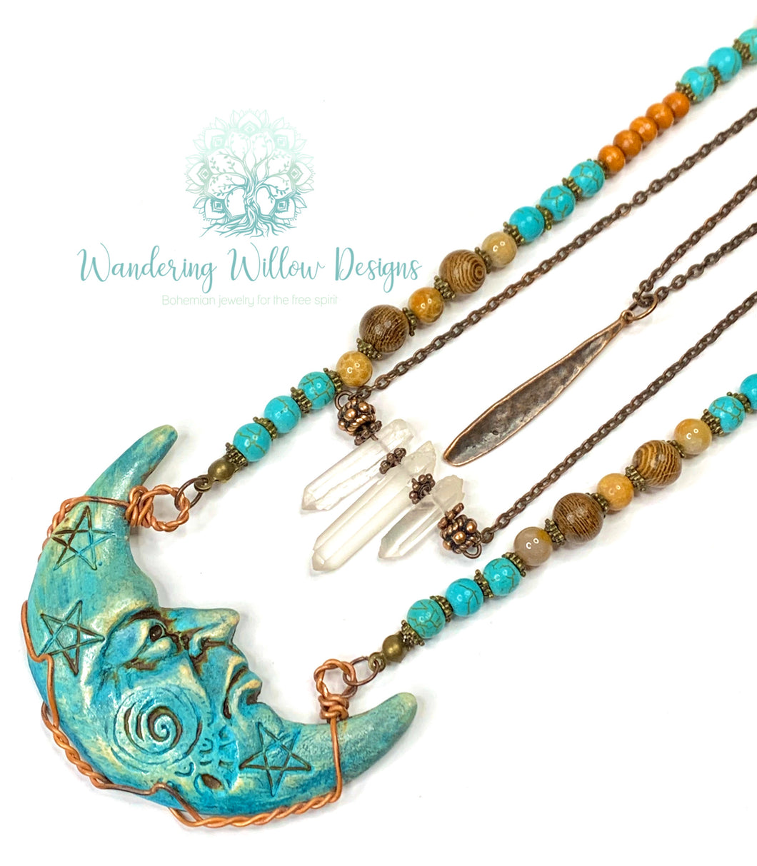 Layered Celestial Moon Necklace