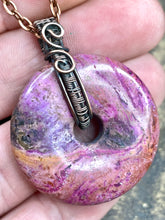 Load image into Gallery viewer, Jasper Pink Donut Wire Wrapped Pendant