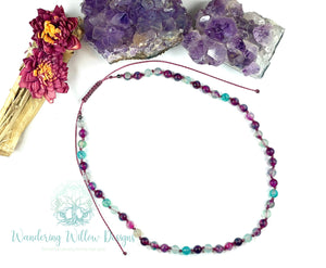 Purple & Blue Dragon Vein Agate Knotted Necklace