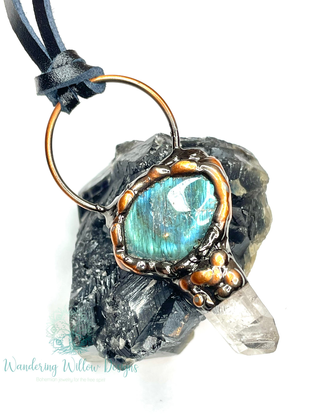 Labradorite & Quartz Electroplated Necklace