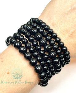 Black Onyx Stretch Bracelet Cuff Set