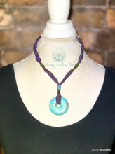 Load image into Gallery viewer, Sari Silk Knotted Turquoise Recycled Necklace