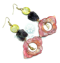 Load image into Gallery viewer, Poly Amethyst Moon Earrings