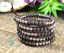 Load image into Gallery viewer, Hematite Silver 5 layered Boho Wrap Cuff Bracelet