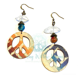 Peace Crystal Dangle Earrings