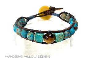 Tigers Eye & Turquoise Boho Protection Bracelet