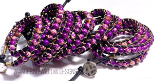 Purple Impression Jasper Boho Wrap Bracelet