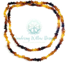 Load image into Gallery viewer, Long Rainbow Baltic Amber Chip Necklace