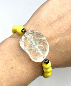 Quartz & Yellow Turquoise Stretch Bracelet