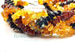 Rainbow Baltic Amber Twist Bracelet