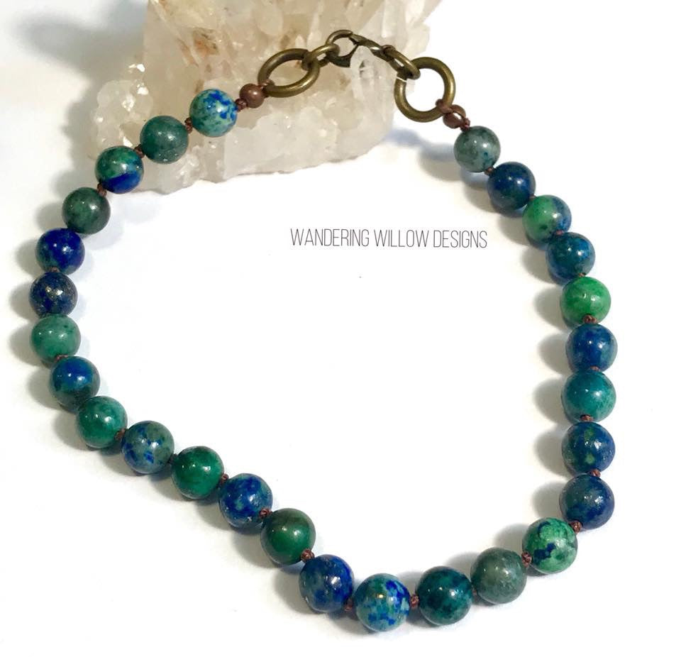 Knotted Chrysocolla Anklet